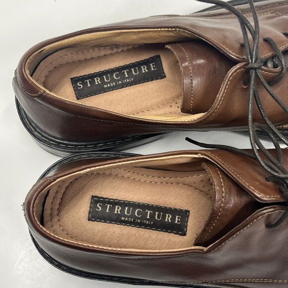 Structure Shoe Brown Leather Vera Gomma Men's 12D Dress Shoe Made In Italy - Picture 9 of 14